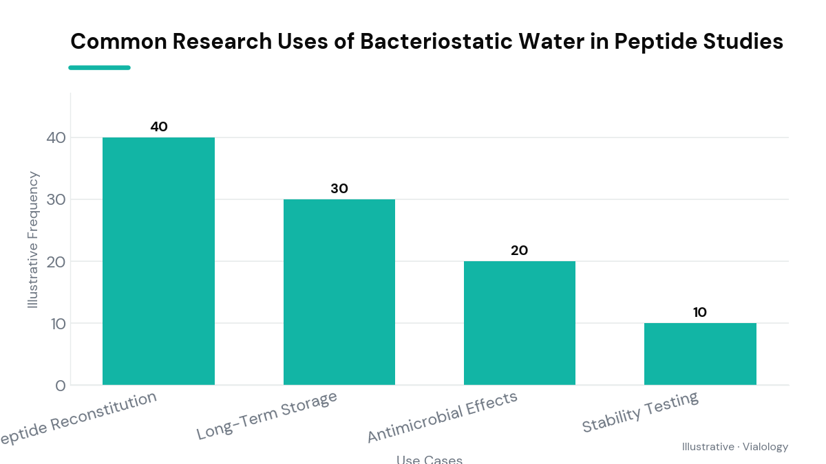 Bar chart demonstrating the research uses of bacteriostatic water.