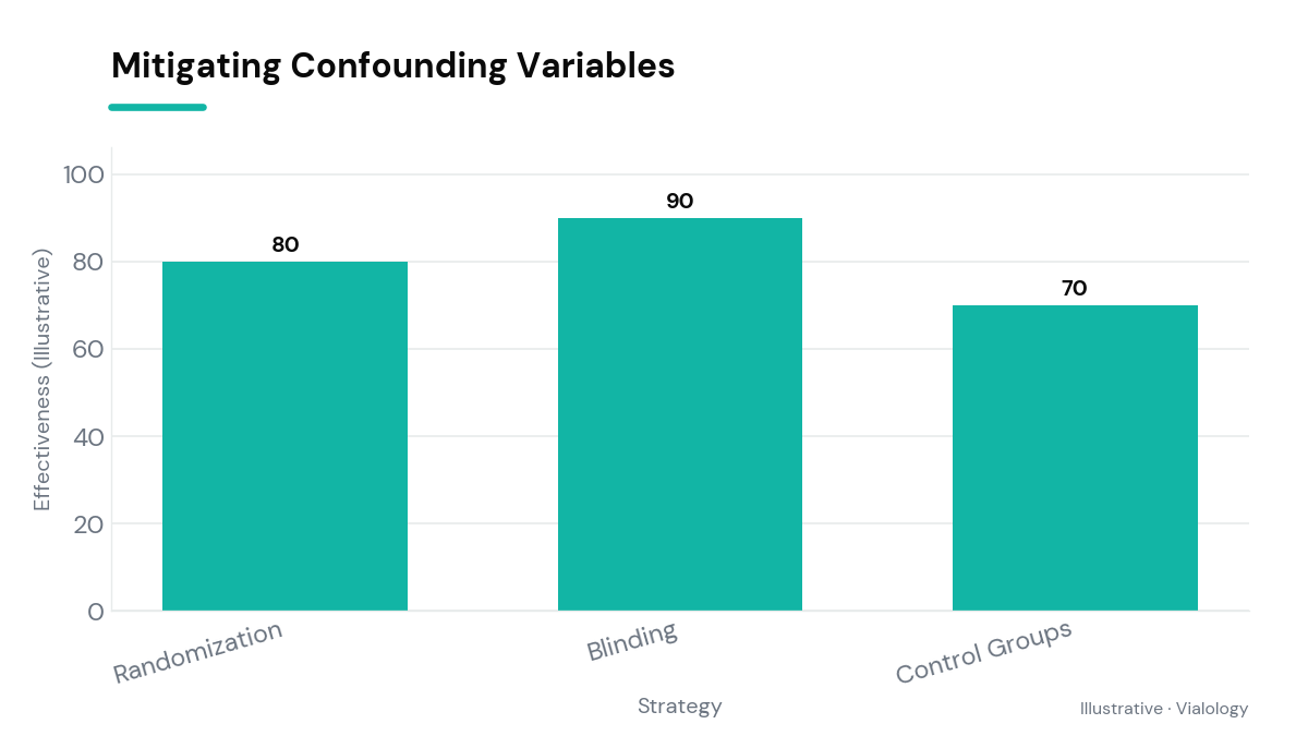 Diagram showing methods to mitigate confounding variables in peptide studies
