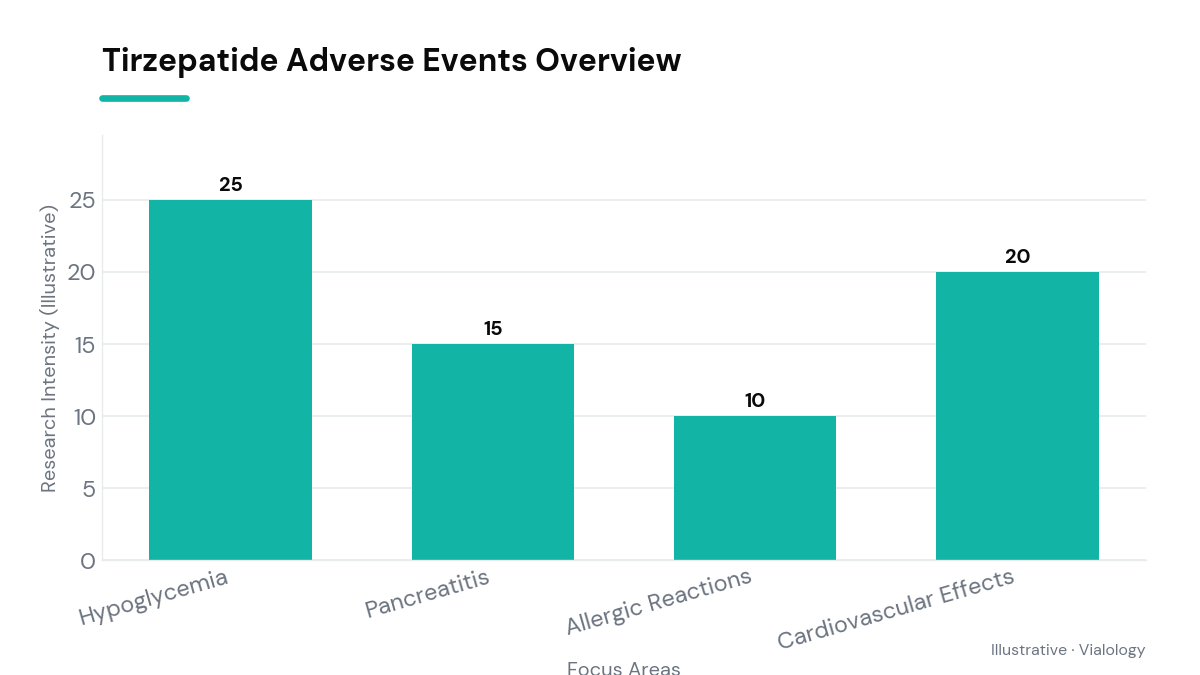 Conceptual map of research focus on Tirzepatide's adverse events