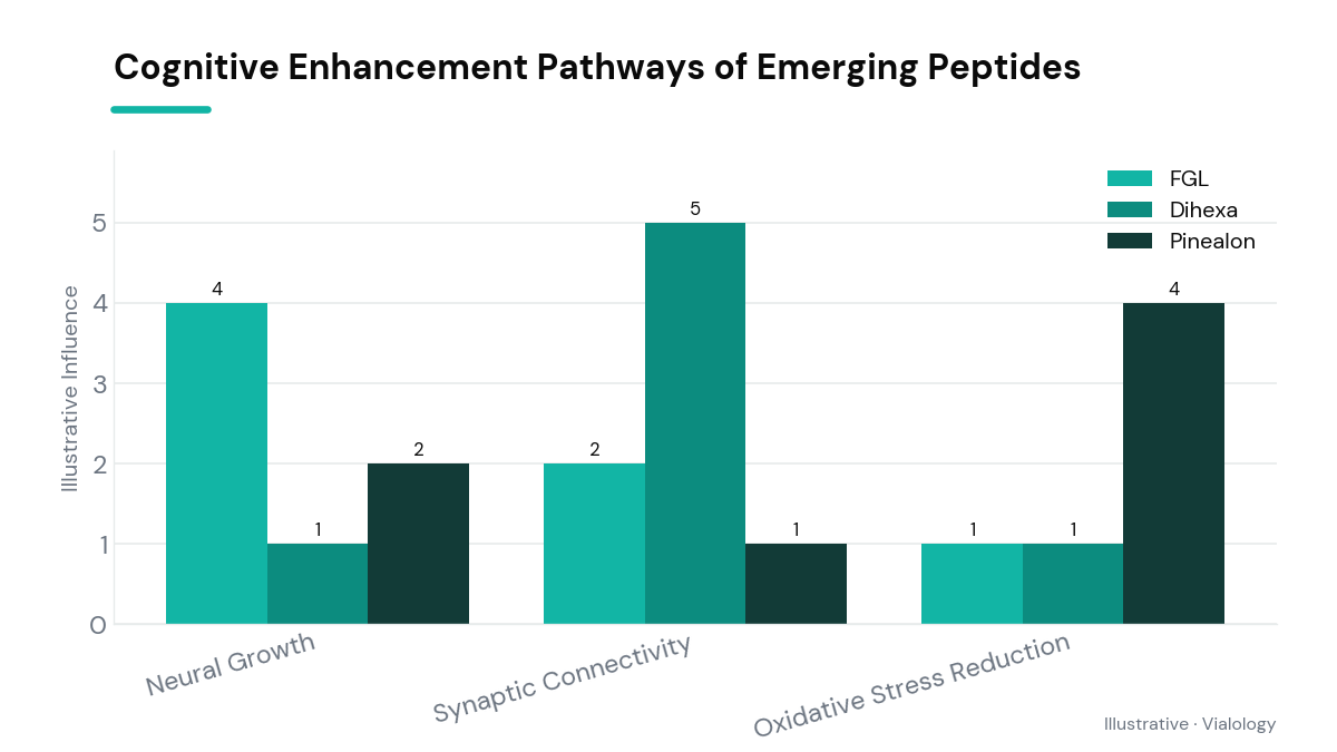 A conceptual diagram showcasing potential cognitive enhancement pathways influenced by emerging peptides.