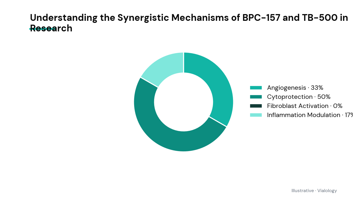 Illustrative chart of BPC-157 and TB-500 dual pathways.