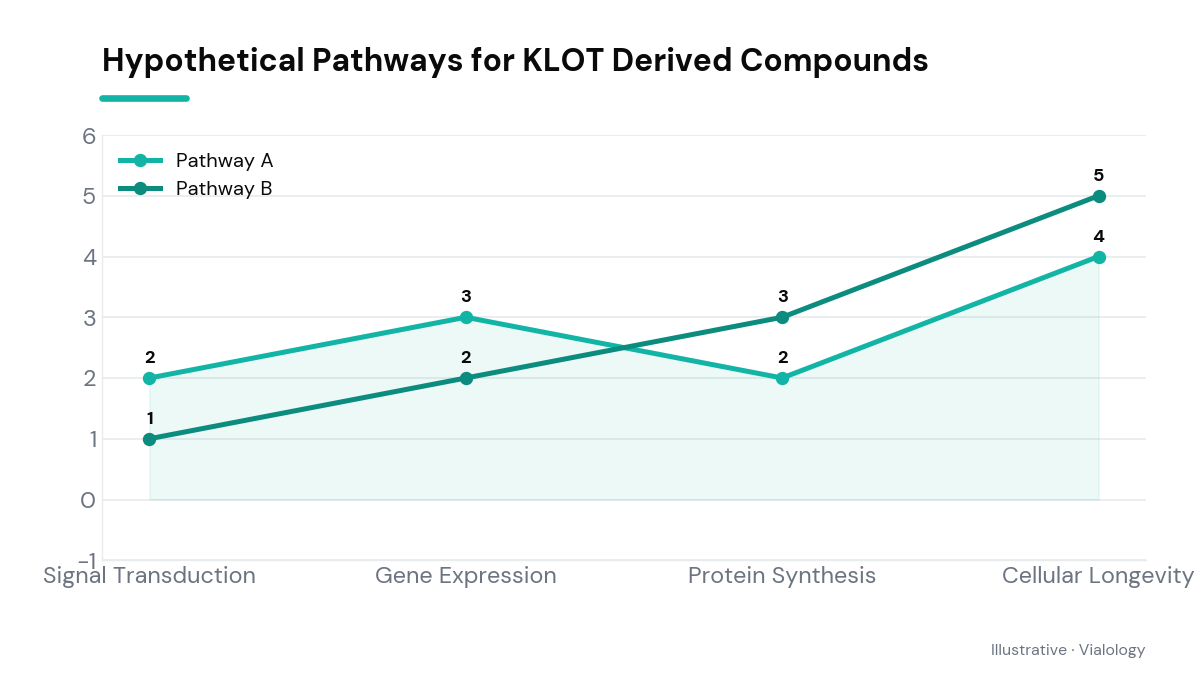 Line chart showing potential pathways of KLOW peptide.