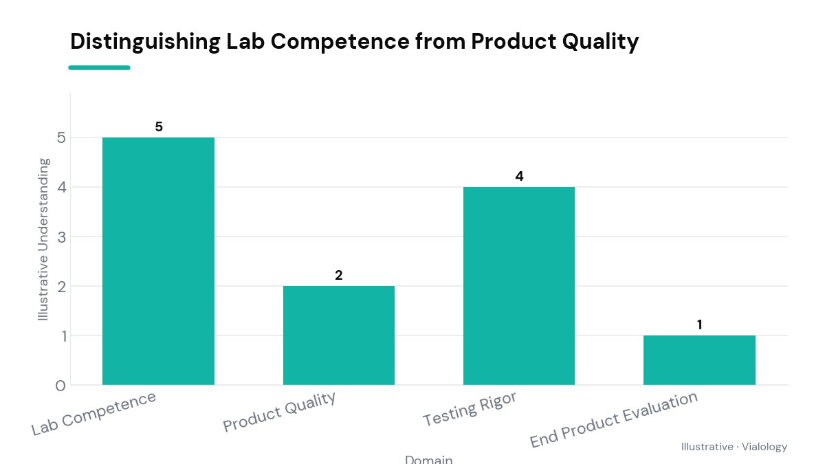 Diagram distinguishing lab competence from product quality